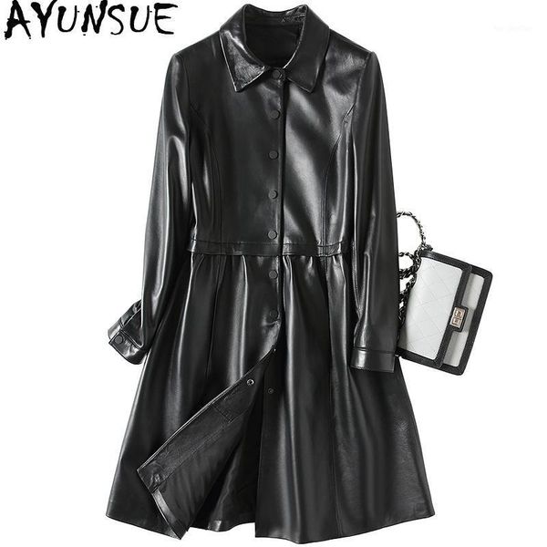 women's leather & faux ayunsue 2021 casual genuine jacket women real sheepskin coat long trench female spring autumn jackets yfg75178a1, Black
women's leather & faux ayunsue 2021 casual genuine jacket women real sheepskin coat long trench female spring autumn jackets yfg75178a1, Black