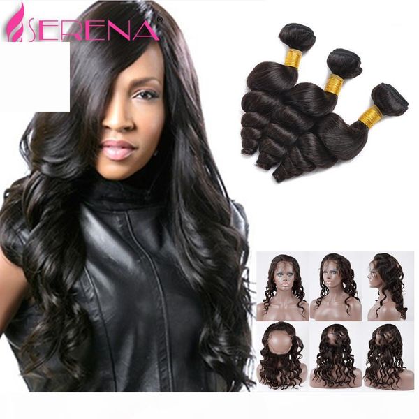 360 lace frontal with bundle brazilian virgin hair loose wave with frontal closure human hair weave bundle with 360 lace frontal, Black;brown
360 lace frontal with bundle brazilian virgin hair loose wave with frontal closure human hair weave bundle with 360 lace frontal, Black;brown
