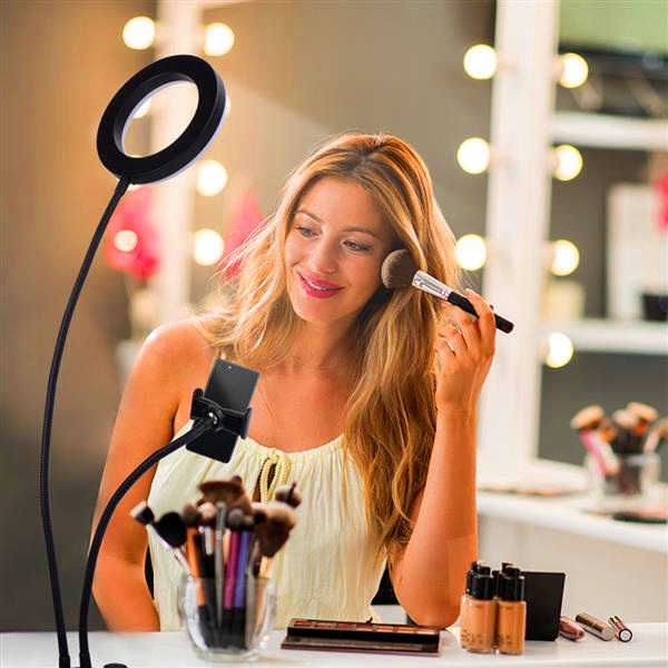 6 inch live fill lights deskclip light white light usb connection dimmable selfie ring vanity light with phone holder
6 inch live fill lights deskclip light white light usb connection dimmable selfie ring vanity light with phone holder