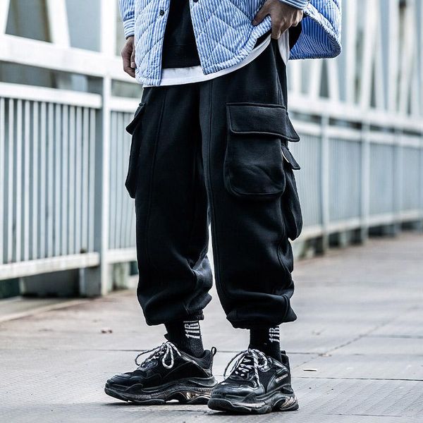 men's clothes harajuku overalls trendy loose casual multipocket velvet thick pants drawstring trousers jogger cargo pants hiphop, Black
men's clothes harajuku overalls trendy loose casual multipocket velvet thick pants drawstring trousers jogger cargo pants hiphop, Black