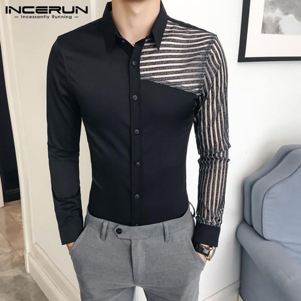 2020 men striped shirts casual long sleeve lapel camisa fashion patchwork blusas man black transparent shirt hombre 5xl incerun1, White;black
2020 men striped shirts casual long sleeve lapel camisa fashion patchwork blusas man black transparent shirt hombre 5xl incerun1, White;black