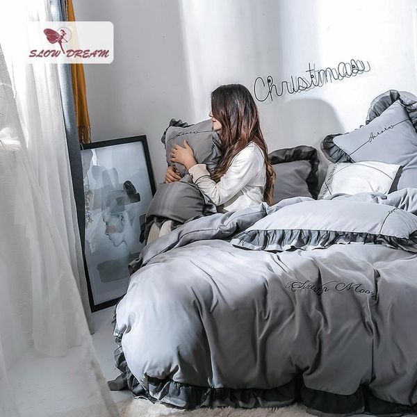 bedding sets slowdream gray set 100% cotton bedspread bed sheet duvet cover lace decor home linen pillowcase bedclothes set1
bedding sets slowdream gray set 100% cotton bedspread bed sheet duvet cover lace decor home linen pillowcase bedclothes set1