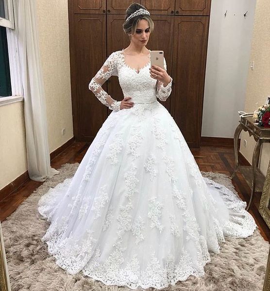 2021 new dressed in novia elegant lace applique wedding gowns sweep train crew neckline gown novice yped, White
2021 new dressed in novia elegant lace applique wedding gowns sweep train crew neckline gown novice yped, White