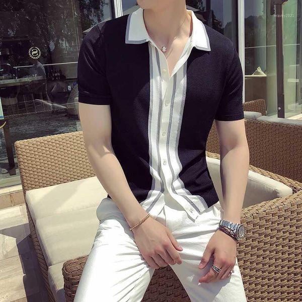 men's polos british style shirt men summer quality knit turn down collar casual business formal wear tee homme1, White;black
men's polos british style shirt men summer quality knit turn down collar casual business formal wear tee homme1, White;black