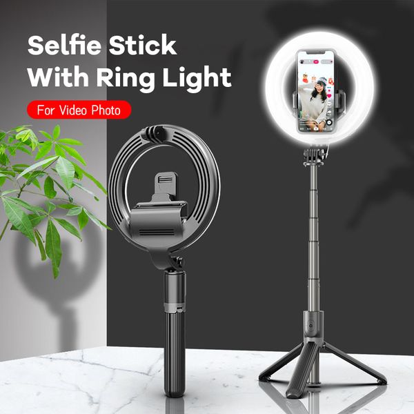 wireless bluetooth selfie stick tripod with 5'' ring light for iphone ios android 4 to 6.2inch phone extendable handheld monopod
wireless bluetooth selfie stick tripod with 5'' ring light for iphone ios android 4 to 6.2inch phone extendable handheld monopod