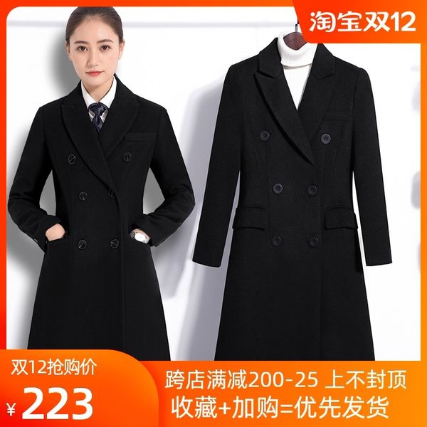 black professional women's autumn and winter fashion medium length work clothes plus cotton heavy woolen coat
black professional women's autumn and winter fashion medium length work clothes plus cotton heavy woolen coat