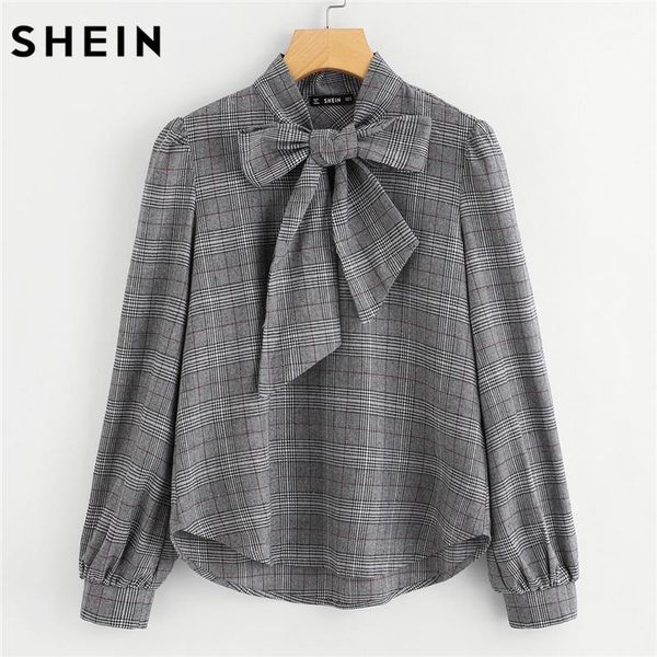 shein elegant womens and blouses work women blouses grey bow tie neck long sleeve regular fit plaid blouse1, White 
shein elegant womens and blouses work women blouses grey bow tie neck long sleeve regular fit plaid blouse1, White