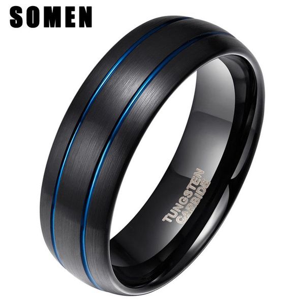 cluster rings 8mm black men tungsten carbide ring double blue line inlay design wedding band engagement jewelry bague homme, Golden;silver
cluster rings 8mm black men tungsten carbide ring double blue line inlay design wedding band engagement jewelry bague homme, Golden;silver