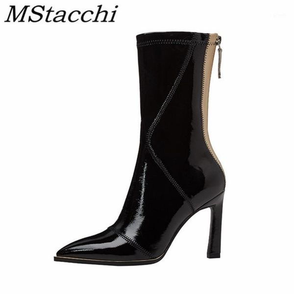 mstacchi cowhide and patent leather back zipper women pointed boots stiletto solid color 2020 fashion female shoes zapatos mujer1, Black
mstacchi cowhide and patent leather back zipper women pointed boots stiletto solid color 2020 fashion female shoes zapatos mujer1, Black