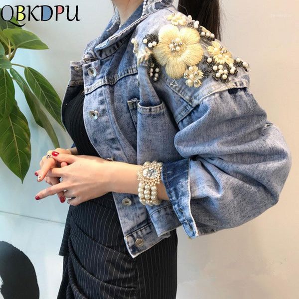 women embroidery butterfly pearl bead short denim coat 2020 female long sleeve loose beading sequin jean jacket, Black;brown
women embroidery butterfly pearl bead short denim coat 2020 female long sleeve loose beading sequin jean jacket, Black;brown