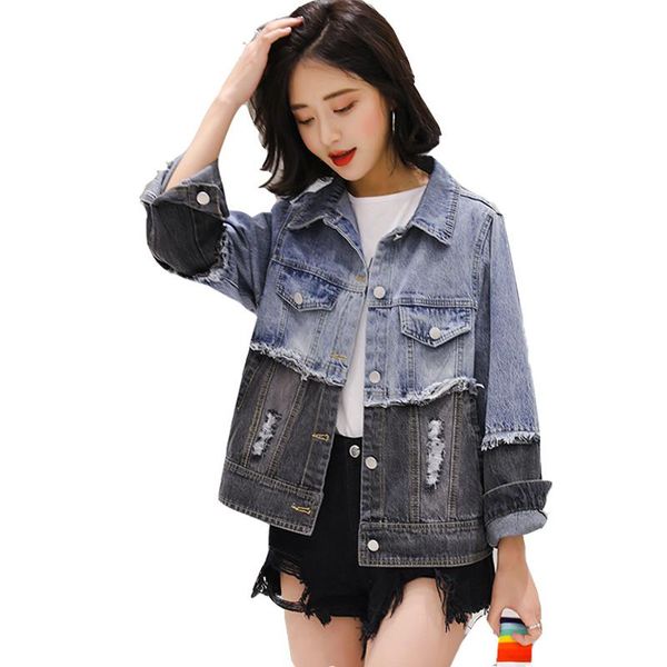 short denim jacket women 2020 spring autumn new fashion stitching loose long sleeve wild casual denim jacket female coat outwear, Black;brown
short denim jacket women 2020 spring autumn new fashion stitching loose long sleeve wild casual denim jacket female coat outwear, Black;brown