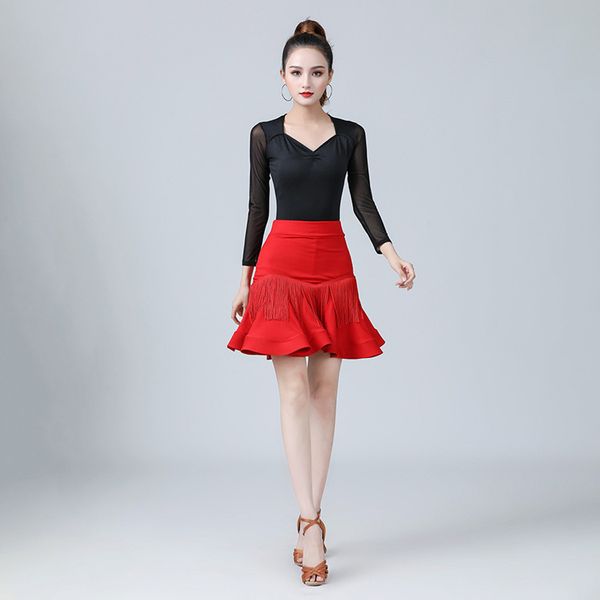 women latin dance costumes and skirt long sleeved jumpsuits stage dance skirt ballroom samba cha cha practice dancing, Black;red
women latin dance costumes and skirt long sleeved jumpsuits stage dance skirt ballroom samba cha cha practice dancing, Black;red