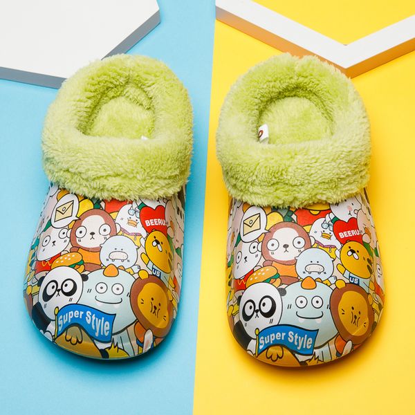 2020 winter children' cute cartoon print cotton home slippers kids waterproof plush warm soft indoor shoes boys girls q0112, Black;grey
2020 winter children' cute cartoon print cotton home slippers kids waterproof plush warm soft indoor shoes boys girls q0112, Black;grey