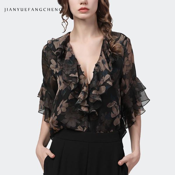 fashion floral chiffon blouse women summer butterfly short sleeve v-neck loose plus size ladies casual blouses and 1, White
fashion floral chiffon blouse women summer butterfly short sleeve v-neck loose plus size ladies casual blouses and 1, White