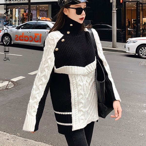 shengpalae 2020 autumn loose korean style knitting unlined upper garment pullovers long fund thickening turtleneck sweater lj201114, White;black
shengpalae 2020 autumn loose korean style knitting unlined upper garment pullovers long fund thickening turtleneck sweater lj201114, White;black