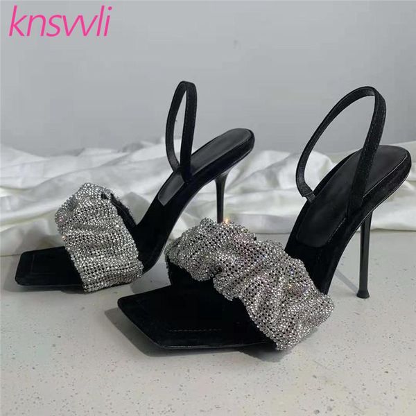 sandals crystal bling women gladiator thin high heels party dress shoes woman rhinestone pleated designer summer sandalias mujer, Black
sandals crystal bling women gladiator thin high heels party dress shoes woman rhinestone pleated designer summer sandalias mujer, Black