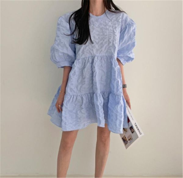 party dresses 2021 women's dress summer korean style chic puff sleeve pleasted texture lolita sundress kawaii vestidos verano, White;black
party dresses 2021 women's dress summer korean style chic puff sleeve pleasted texture lolita sundress kawaii vestidos verano, White;black