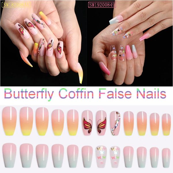 24 pcs/box artificial full cover long coffin false nails fake nails butterfly pattern diy nail art design manicure tools, Red;gold
24 pcs/box artificial full cover long coffin false nails fake nails butterfly pattern diy nail art design manicure tools, Red;gold