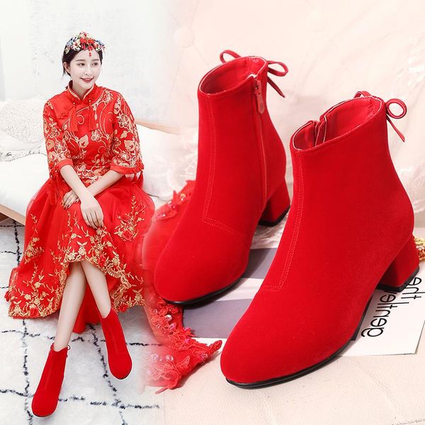 boots 2021 winter women's wedding shoes short fashion beautiful warm big red zipper with dress, Black
boots 2021 winter women's wedding shoes short fashion beautiful warm big red zipper with dress, Black