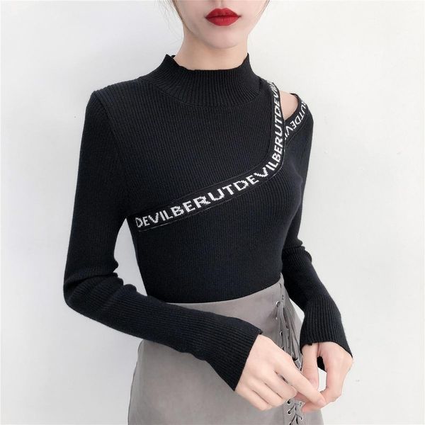 chick-thin basic women hollow korean shoulder fall elegant lady knits slash jumper letters 4gof, White;black
chick-thin basic women hollow korean shoulder fall elegant lady knits slash jumper letters 4gof, White;black