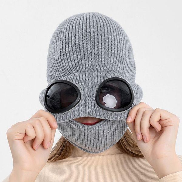 autumn winter knitted woolen hat with glasses ear caps plus velvet warm wool cap hat mask outdoor warm equipment cycling caps, Black
autumn winter knitted woolen hat with glasses ear caps plus velvet warm wool cap hat mask outdoor warm equipment cycling caps, Black