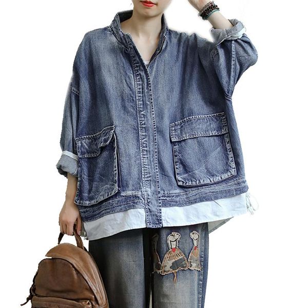 women 2-in-1 outwear denim jacket big loose oversized bleached patched pockets street vintage casual new for spring a12090856, Black;brown
women 2-in-1 outwear denim jacket big loose oversized bleached patched pockets street vintage casual new for spring a12090856, Black;brown