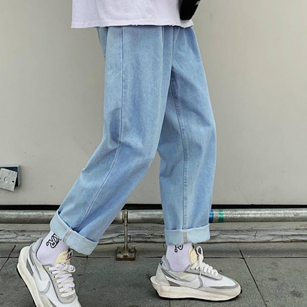 men jeans denim straight loose solid all-match male streetwear casual trousers vintage korean style ulzzang button zipper, Blue
men jeans denim straight loose solid all-match male streetwear casual trousers vintage korean style ulzzang button zipper, Blue