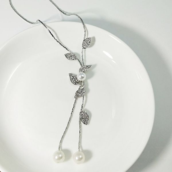 new simple temperament pearl leaf fringed necklace dress accessories hanging ornaments q1209, Bronze;silver
new simple temperament pearl leaf fringed necklace dress accessories hanging ornaments q1209, Bronze;silver