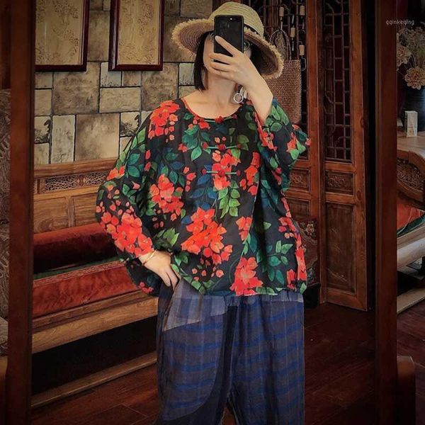 johnature women blouses vintage 2020 autumn three quarter sleeve print flower casual o-neck loose shirts retro, White
johnature women blouses vintage 2020 autumn three quarter sleeve print flower casual o-neck loose shirts retro, White