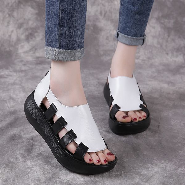 2021 summer genuine leather flat platform sandals for women hollow out mixed colors breathable peep toe ladies sandals, Black
2021 summer genuine leather flat platform sandals for women hollow out mixed colors breathable peep toe ladies sandals, Black