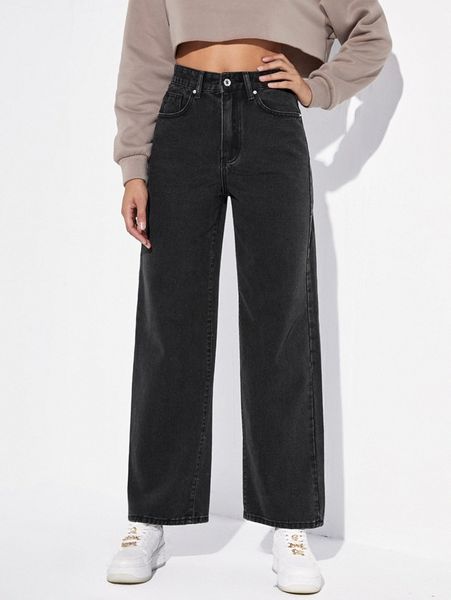 high waisted straight leg jeans l757#, Blue 
high waisted straight leg jeans l757#, Blue