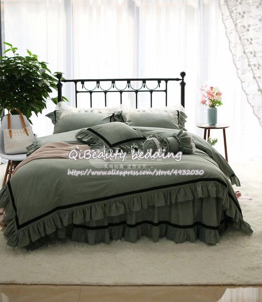 bedding sets korean princess style pure color simple lace washed cotton for home duvet cover
bedding sets korean princess style pure color simple lace washed cotton for home duvet cover