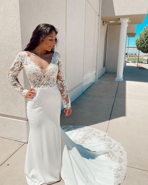 plus size arabic aso ebi vintage lace wedding dresses deep v-neck bridal dresses long sleeves wedding gowns p79, White
plus size arabic aso ebi vintage lace wedding dresses deep v-neck bridal dresses long sleeves wedding gowns p79, White