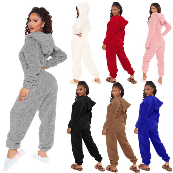 women's jumpsuits solid color plush hood with ears long sleeve home clothes warm in winter lovely ladies like, Gray
women's jumpsuits solid color plush hood with ears long sleeve home clothes warm in winter lovely ladies like, Gray