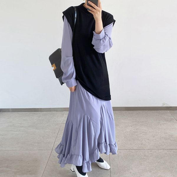 2021 new female dress shredded turtleneck long sleeves loosened asymmetric to mid-calf line dressed spring 1uir, Black;gray
2021 new female dress shredded turtleneck long sleeves loosened asymmetric to mid-calf line dressed spring 1uir, Black;gray