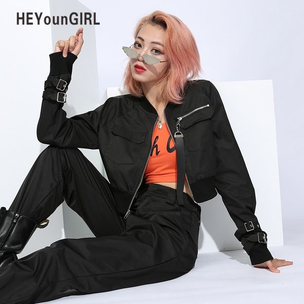 heyoungirl streetwear black bomber jacket harajuku crop coats and jackets women 2019 autumn punk cool female jacket korean style y200101, Black;brown
heyoungirl streetwear black bomber jacket harajuku crop coats and jackets women 2019 autumn punk cool female jacket korean style y200101, Black;brown