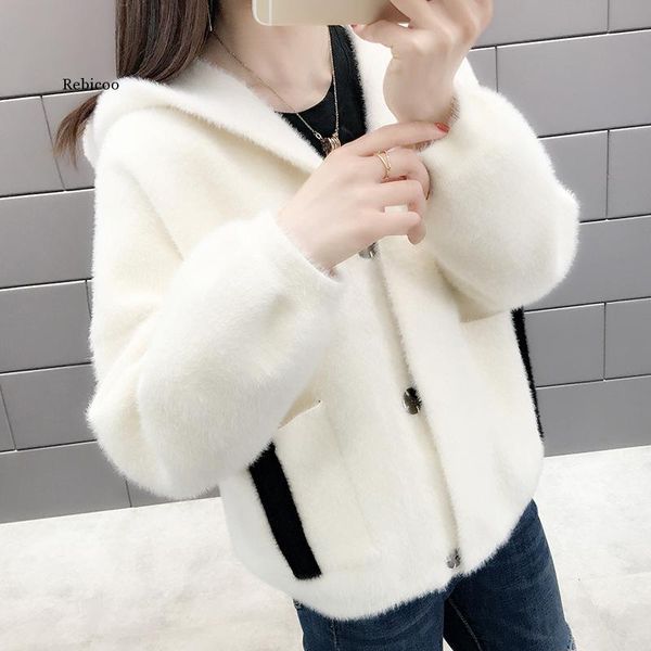 autumn 2020 new women's sweater coat thicker female mink cashmere knit cardigan female spring and winter outer wear, Black;brown
autumn 2020 new women's sweater coat thicker female mink cashmere knit cardigan female spring and winter outer wear, Black;brown