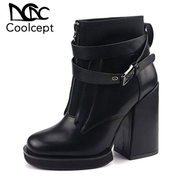 boots coolcept autumn winter infront zipper ankle women fashion buckle strap platform square high heels size 35-40, Black
boots coolcept autumn winter infront zipper ankle women fashion buckle strap platform square high heels size 35-40, Black