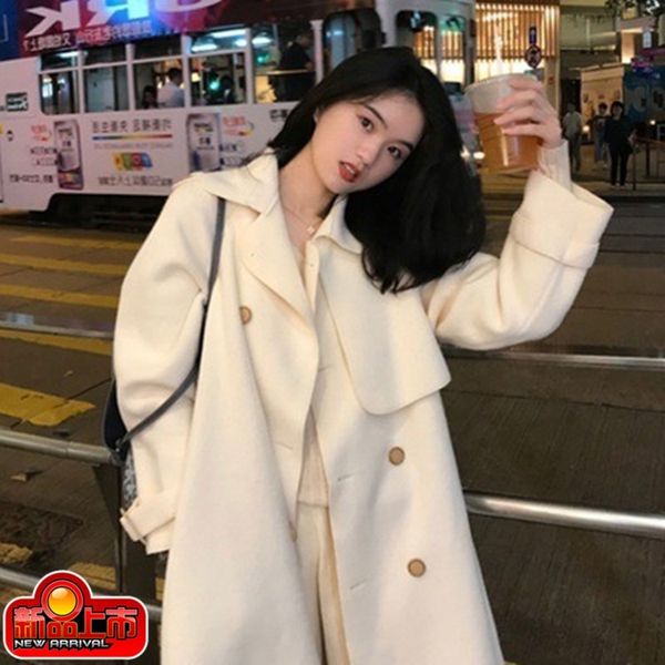 2020 dark gray splicing new women's double side waist strap windbreaker overcoat woolen medium length coat for women, Black
2020 dark gray splicing new women's double side waist strap windbreaker overcoat woolen medium length coat for women, Black
