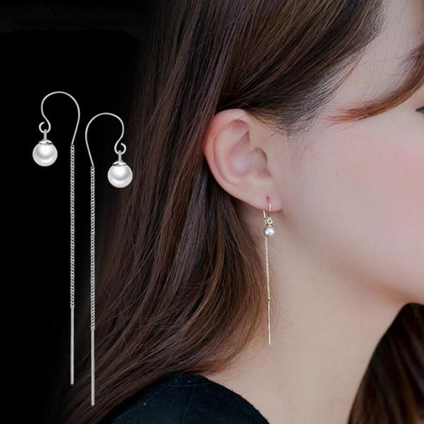 simple 925 sterling silver earrings women jewelry cute/romantic pearl long tassel gold ear line girl anniversary accessories, Golden;silver
simple 925 sterling silver earrings women jewelry cute/romantic pearl long tassel gold ear line girl anniversary accessories, Golden;silver