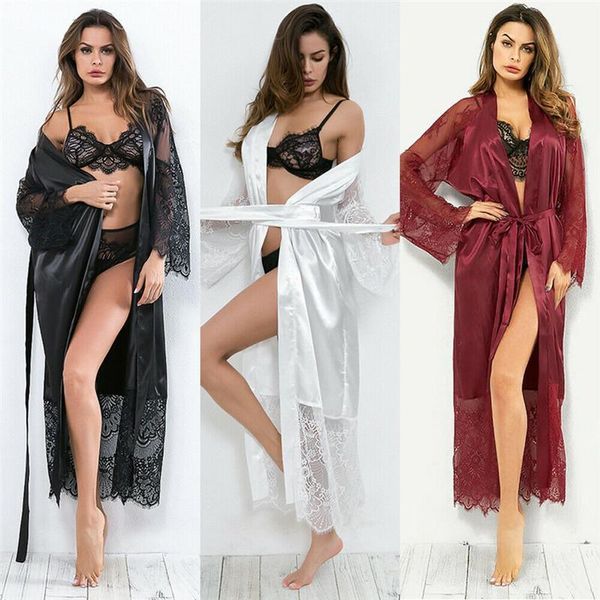 2020 women satin silk robes sleep gown sleepwear ladies bathrobe evening wear lace loose long sleeve long robes with belt1, Black;red
2020 women satin silk robes sleep gown sleepwear ladies bathrobe evening wear lace loose long sleeve long robes with belt1, Black;red