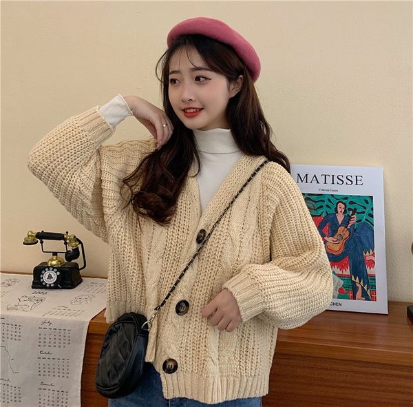 2021 new women's knitted cardigan oversized loose solid full length sleeves cleavage in v single knitting shirt breasted sm7j, White;black
2021 new women's knitted cardigan oversized loose solid full length sleeves cleavage in v single knitting shirt breasted sm7j, White;black