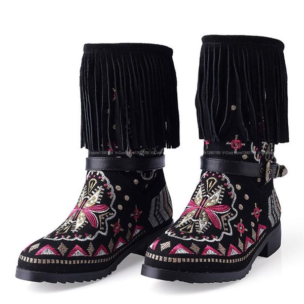 100% embroidery shoes woman winter shoes with fringes genuine leather suede winter boots female ankle boots botas, Black
100% embroidery shoes woman winter shoes with fringes genuine leather suede winter boots female ankle boots botas, Black