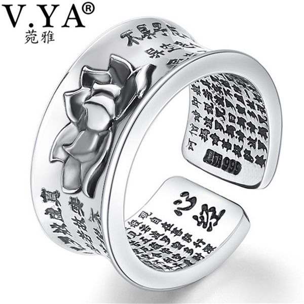 v.ya pure 999 sterling silver retro open rings with buddhism heart sutra lotus floral finger ring for men women jewelry 201218
v.ya pure 999 sterling silver retro open rings with buddhism heart sutra lotus floral finger ring for men women jewelry 201218