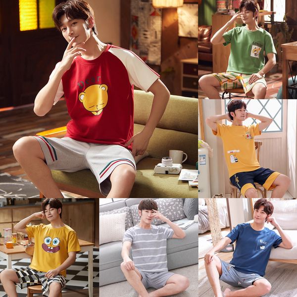 2020 summer pajamas cotton men's pijamas 2pcs/set short-sleeved short pant pajama set male sleep loose nightwear sleepwear q1216, Black;white
2020 summer pajamas cotton men's pijamas 2pcs/set short-sleeved short pant pajama set male sleep loose nightwear sleepwear q1216, Black;white