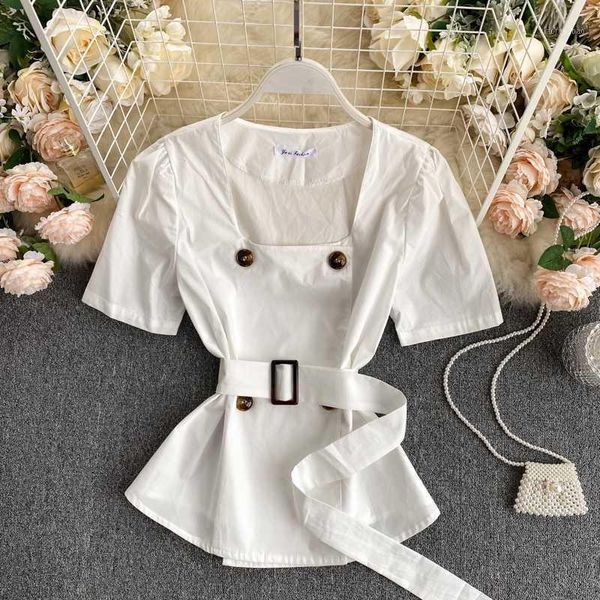 retro square collar shirt women double breasted lace up waistband blouse ladies lotus leaf elegant summer short sleeve 1, White
retro square collar shirt women double breasted lace up waistband blouse ladies lotus leaf elegant summer short sleeve 1, White