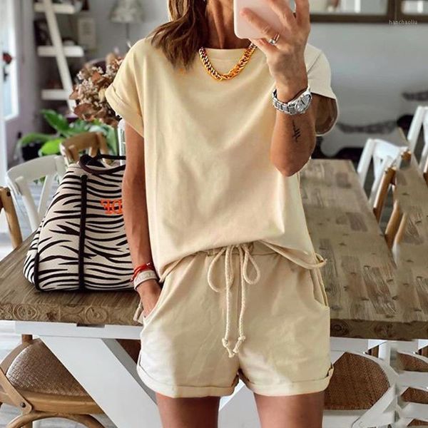 gym clothing 2021 fashion women's casual outfit lady loose solid color o-neck short sleeve home shorts suit drawstring sets #31, White;black
gym clothing 2021 fashion women's casual outfit lady loose solid color o-neck short sleeve home shorts suit drawstring sets #31, White;black