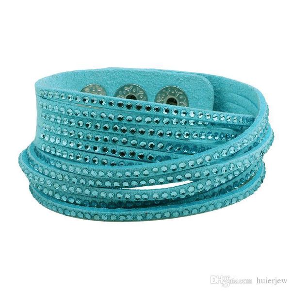 wrap leather multilayer crystal bracelets bangle rhinestone, Golden;silver