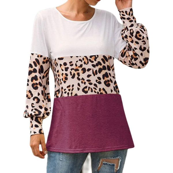 women's blouses & shirts women autumn color block blouse lantern sleeve round neck leopard printed ladies pullover loose casual street, White
women's blouses & shirts women autumn color block blouse lantern sleeve round neck leopard printed ladies pullover loose casual street, White