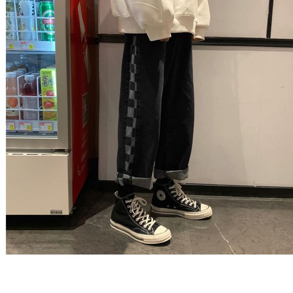 de 2021 new brim masculinas primavera/inverno novo fino micro estiramento xadrez costura jeans solto personalidade juventude ymfl, Blue
de 2021 new brim masculinas primavera/inverno novo fino micro estiramento xadrez costura jeans solto personalidade juventude ymfl, Blue
